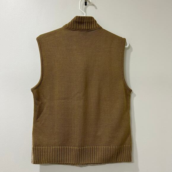 Coldwater Creek Vtg Womens Sz Medium Tan Suede Leather Front Knit Vest Western - Picture 5 of 5